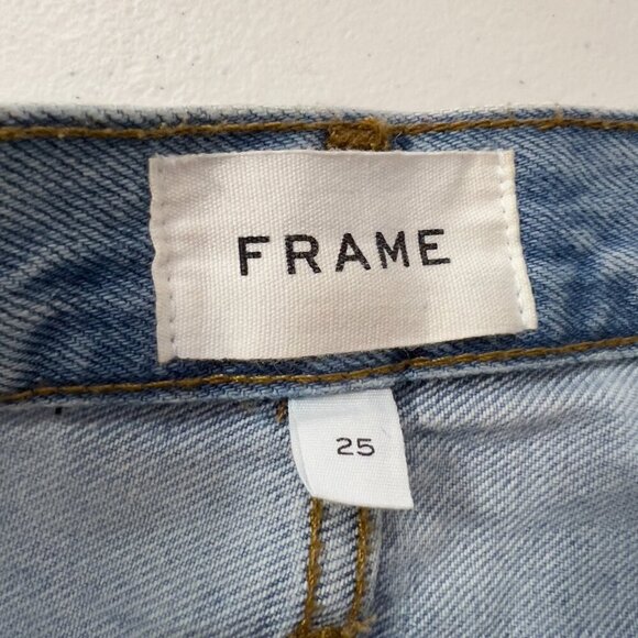 FRAME Le Jane Crop Distressed High-Rise Light wash Straight Jeans Women’s 25 - Picture 7 of 12
